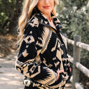  HIDDEN GEMS | Western Aztec Fleece Half Buttoned Sweatshirt