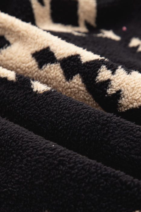 HIDDEN GEMS | Western Aztec Fleece Half Buttoned Sweatshirt