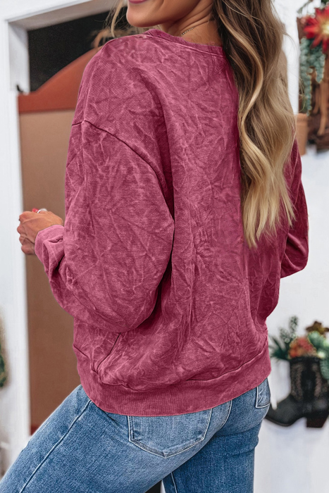 HIDDEN GEMS | Saved By Grace Embroidered Mineral Wash Sweatshirt