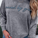  HIDDEN GEMS | Saved By Grace Embroidered Mineral Wash Sweatshirt