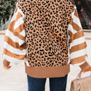  HIDDEN GEMS | Leopard Stripe Patchwork Sweatshirt