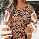  HIDDEN GEMS | Leopard Stripe Patchwork Sweatshirt