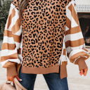  HIDDEN GEMS | Leopard Stripe Patchwork Sweatshirt