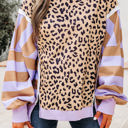  HIDDEN GEMS | Leopard Stripe Patchwork Sweatshirt