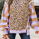  HIDDEN GEMS | Leopard Stripe Patchwork Sweatshirt