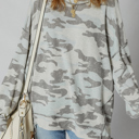  HIDDEN GEMS | Camo Reverse Seam Drop Shoulder Sweatshirt