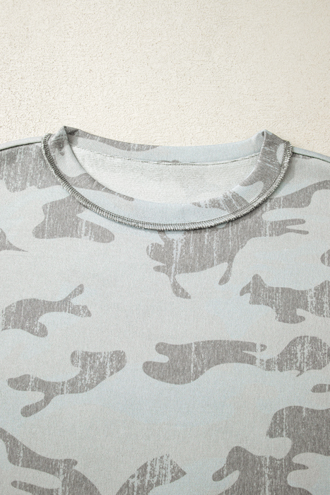 HIDDEN GEMS | Camo Reverse Seam Drop Shoulder Sweatshirt