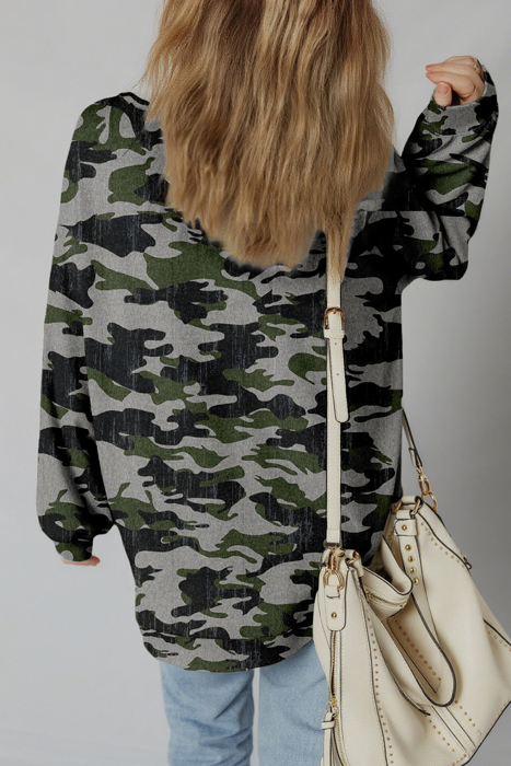 HIDDEN GEMS | Camo Reverse Seam Drop Shoulder Sweatshirt