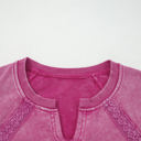  HIDDEN GEMS | Lace Patchwork Mineral Wash Raglan Sweatshirt