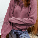 HIDDEN GEMS | Lace Patchwork Mineral Wash Raglan Sweatshirt