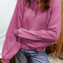  HIDDEN GEMS | Lace Patchwork Mineral Wash Raglan Sweatshirt