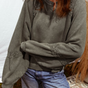 Jungle Green Small HIDDEN GEMS | Lace Patchwork Mineral Wash Raglan Sweatshirt