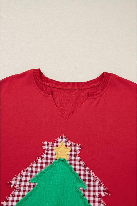 HIDDEN GEMS | Christmas Tree Plaid Patchwork Sweatshirt