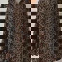 Brown Small HIDDEN GEMS | Leopard Corduroy Quarter-Zip Sweatshirt