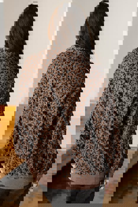 Leopard Corduroy Quarter-Zip Sweatshirt