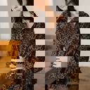  Leopard Corduroy Quarter-Zip Sweatshirt