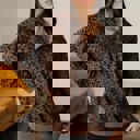  Leopard Corduroy Quarter-Zip Sweatshirt