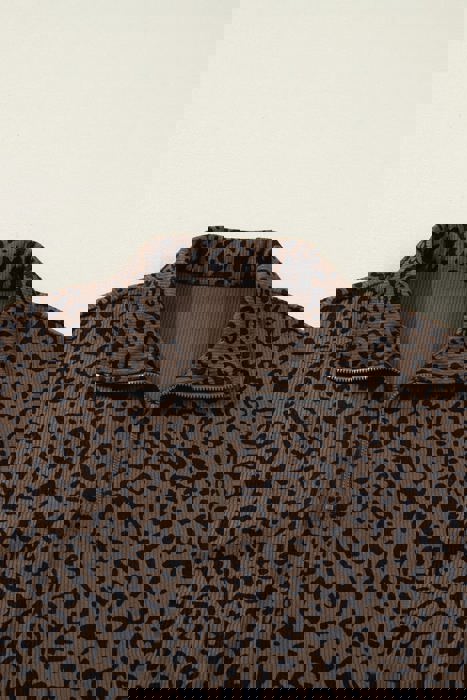 Leopard Corduroy Quarter-Zip Sweatshirt