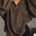  HIDDEN GEMS | Leopard Corduroy Quarter-Zip Sweatshirt