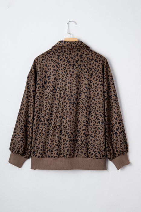 HIDDEN GEMS | Leopard Corduroy Quarter-Zip Sweatshirt