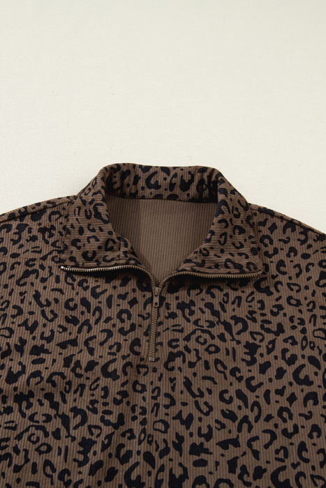 HIDDEN GEMS | Leopard Corduroy Quarter-Zip Sweatshirt