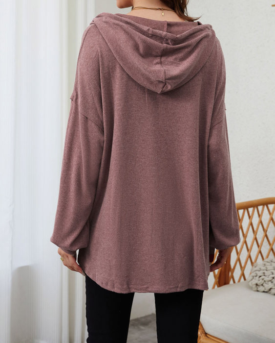 SALE! Everyday Soft Buttoned Top w/Hoodie