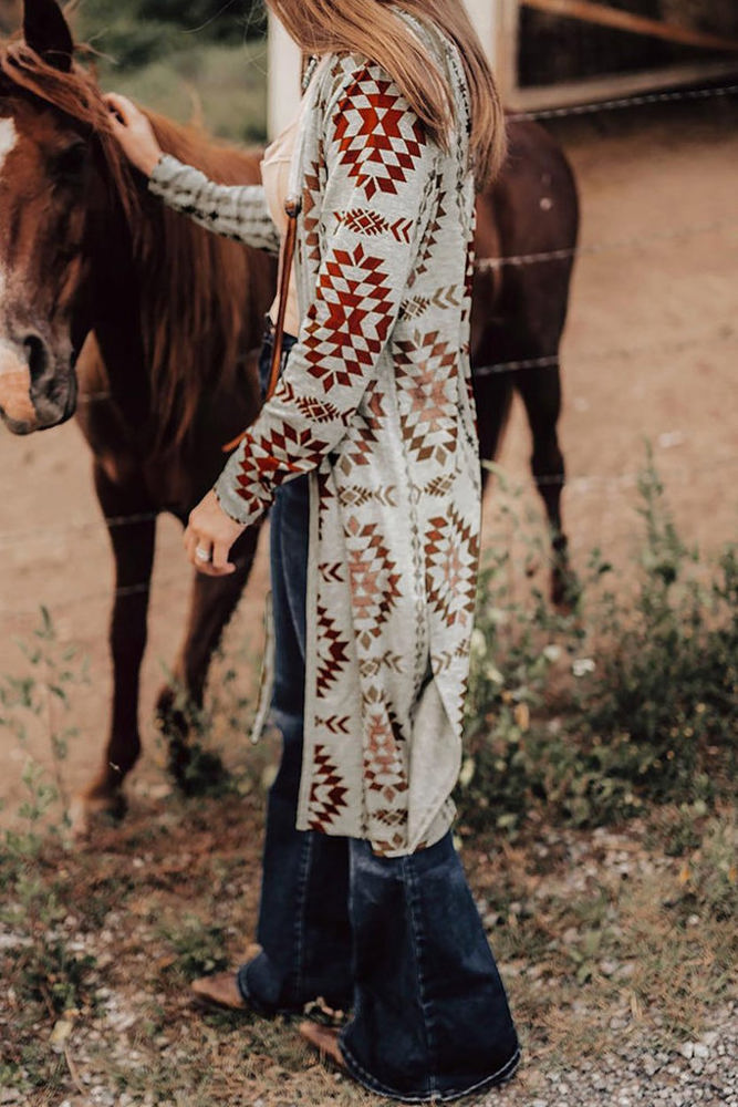 HIDDEN GEMS Western Print Cardigan