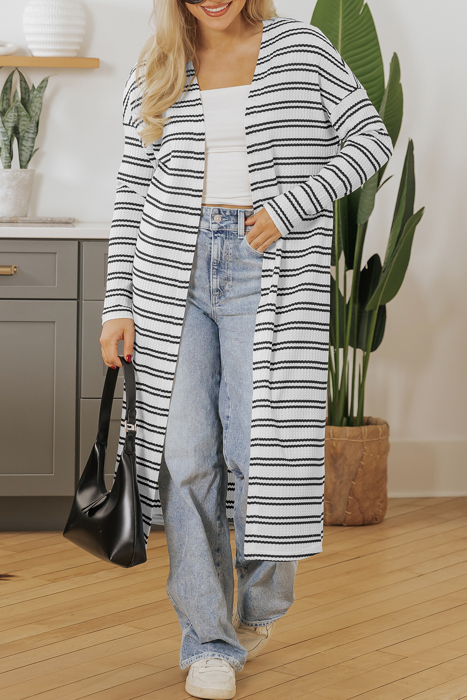 HIDDEN GEMS Essential Stripe Long Cardigan