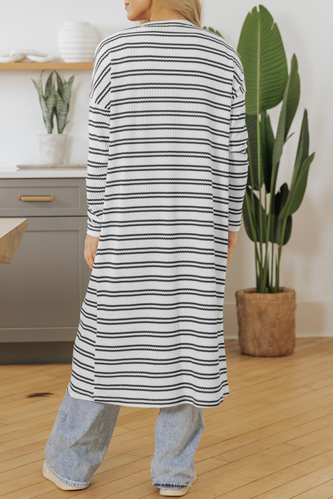 HIDDEN GEMS Essential Stripe Long Cardigan