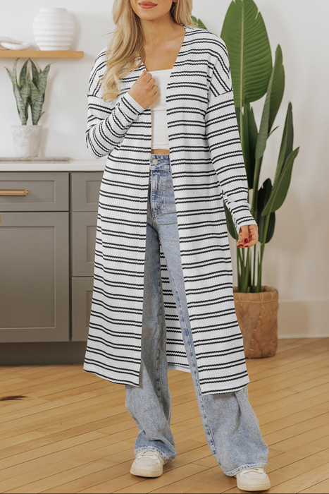 HIDDEN GEMS Essential Stripe Long Cardigan