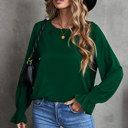  HIDDEN GEMS | Solid Ruffle Bubble Long Sleeve Top