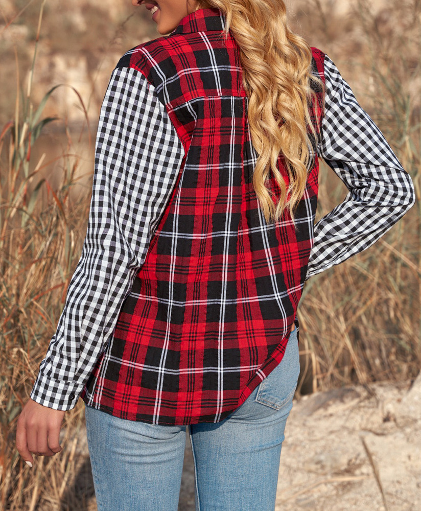 SALE! Colorblock Plaid Button-Up Shirt