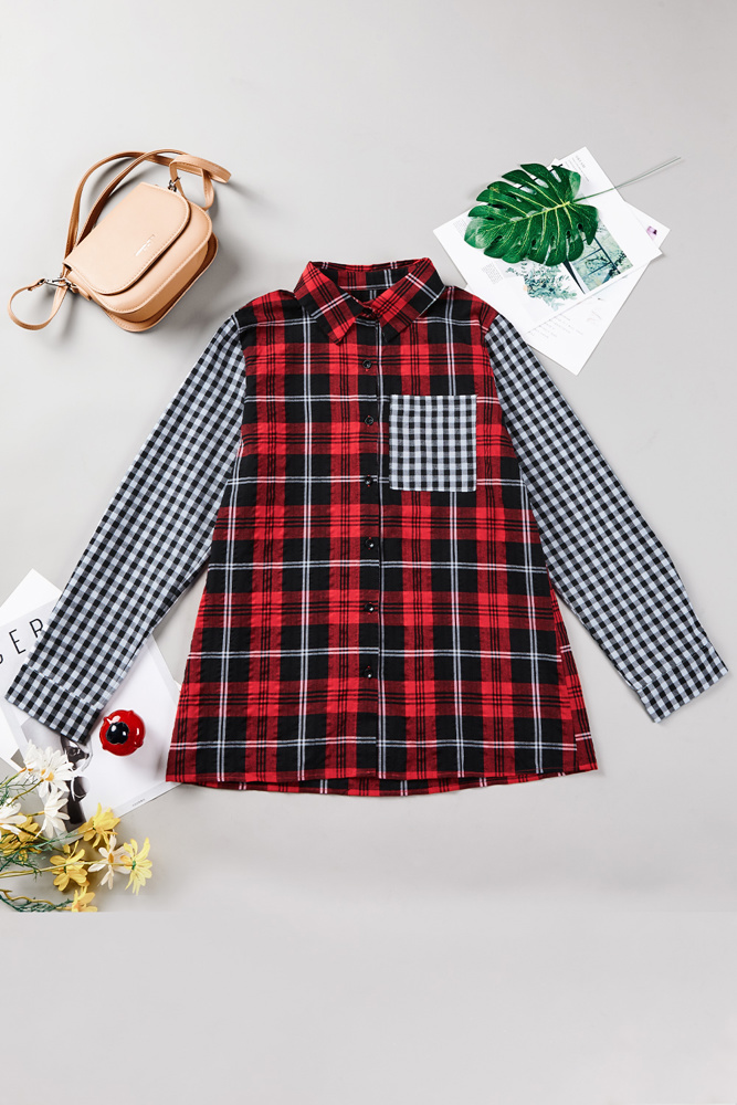 SALE! Colorblock Plaid Button-Up Shirt