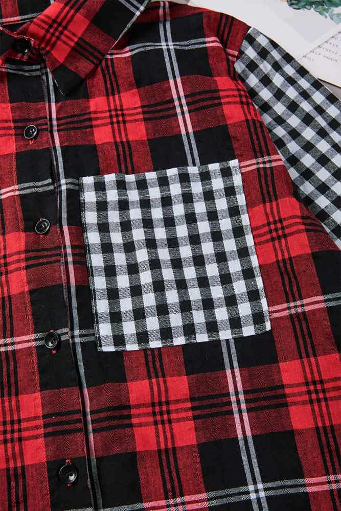 SALE! Colorblock Plaid Button-Up Shirt