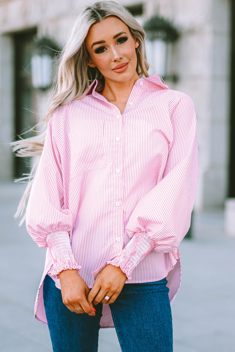Casually Cute Stripe Smocked Shirt