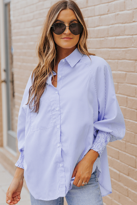 Casually Cute Stripe Smocked Shirt