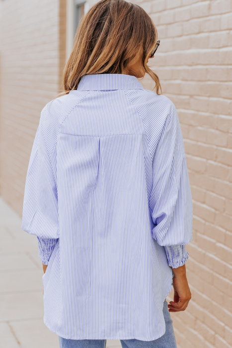 Casually Cute Stripe Smocked Shirt