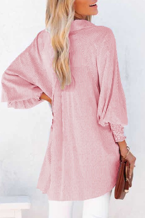Casually Cute Stripe Smocked Shirt