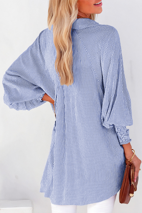 Casually Cute Stripe Smocked Shirt