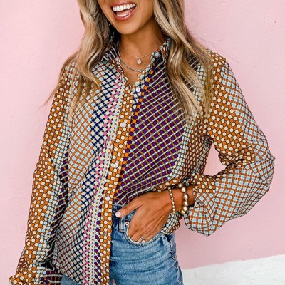 The Darlene Abstract Button-Down Blouse