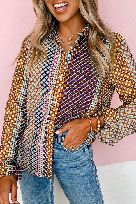 The Darlene Abstract Button-Down Blouse