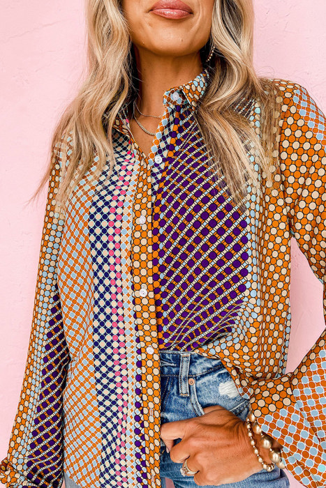 The Darlene Abstract Button-Down Blouse