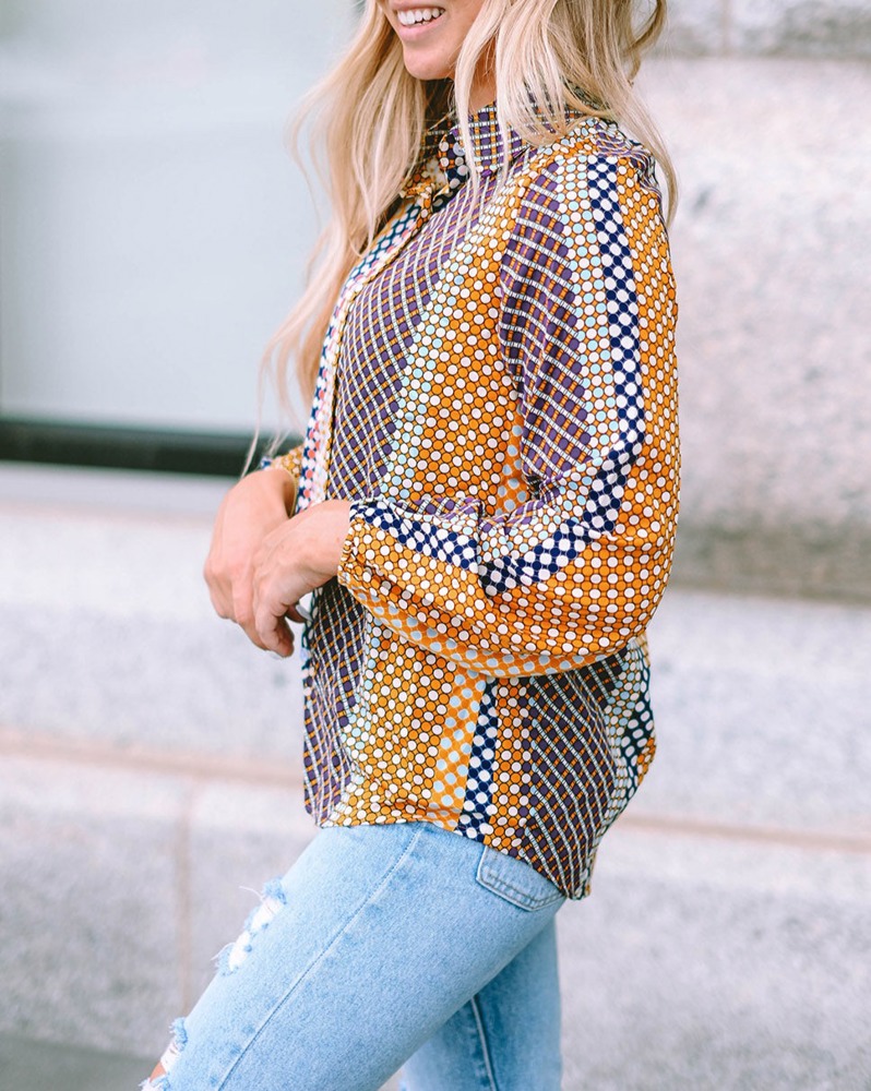 The Darlene Abstract Button-Down Blouse