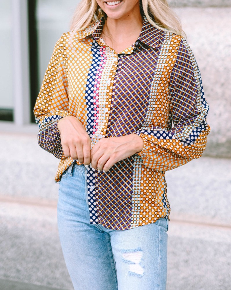 The Darlene Abstract Button-Down Blouse