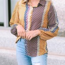  The Darlene Abstract Button-Down Blouse