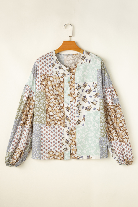Wildflower Patchwork Puff Sleeve Shirt