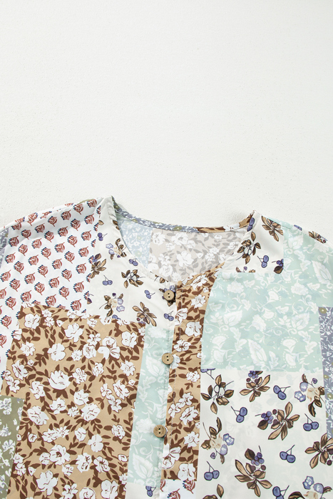 Wildflower Patchwork Puff Sleeve Shirt