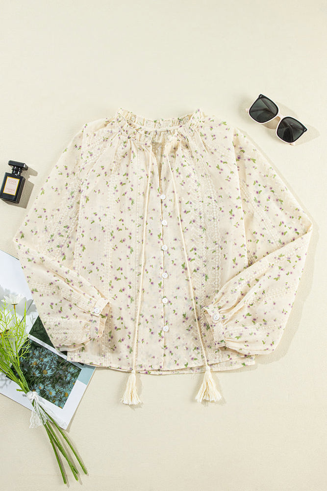 HIDDEN GEMS Floral Buttoned Blouse