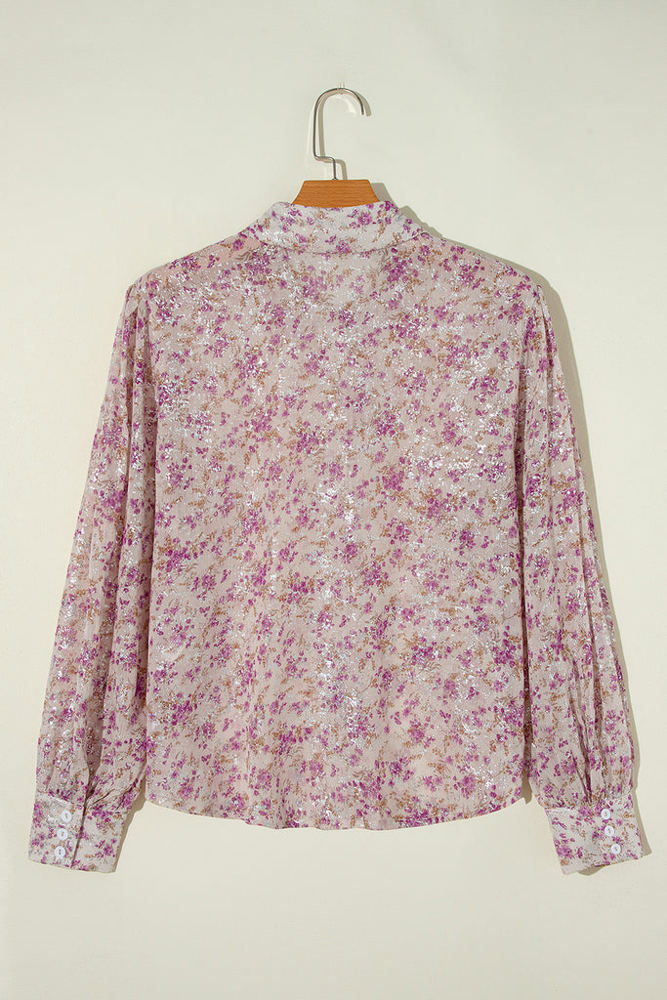 HIDDEN GEMS Fawn Floral Foil Print Shirt