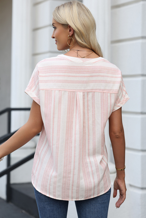 Sunday Breeze Striped Cotton Blend Top